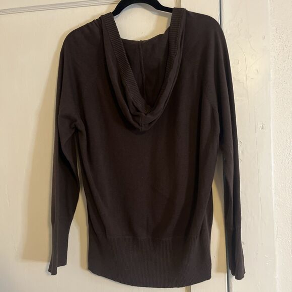 Cato Women’s XL Chocolate Brown Sweater Hood Kangaroo Pocket Cotton Blue Argyle - Picture 2 of 10